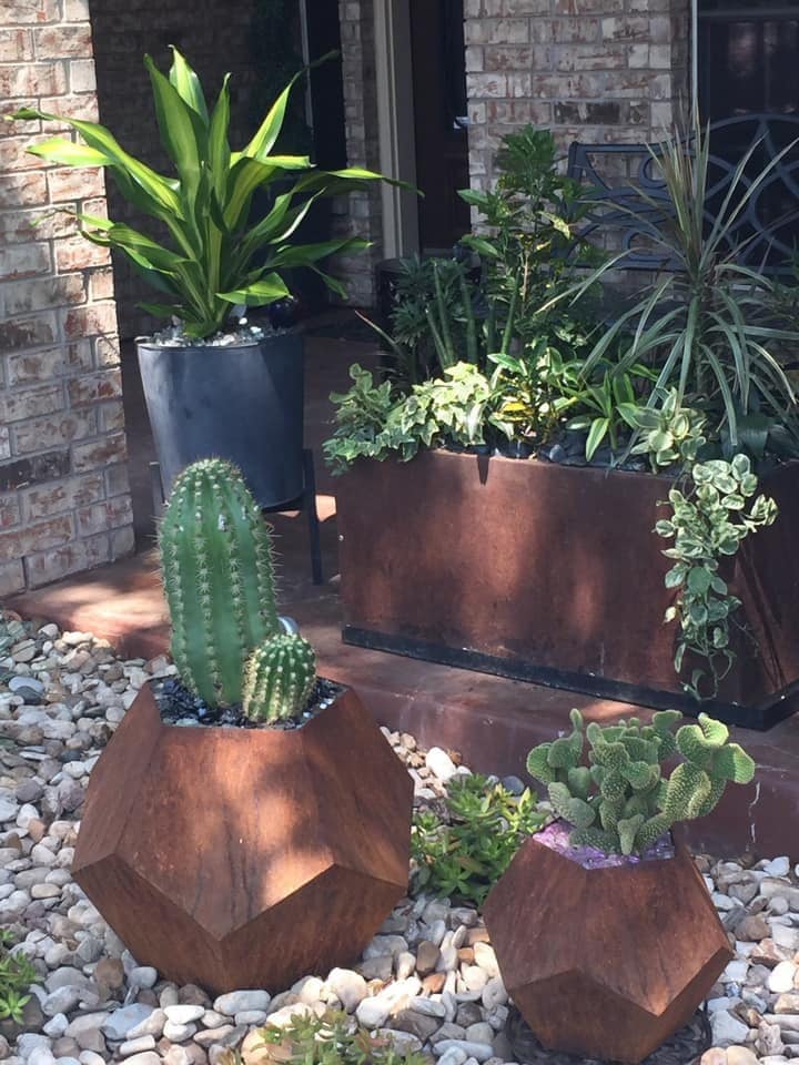 Geometric Metal Planters - Metal Planters - Rusty Metal Planters - Corten Steel Planters - Outdoor/Indoor Metal Planters - Garden Decor