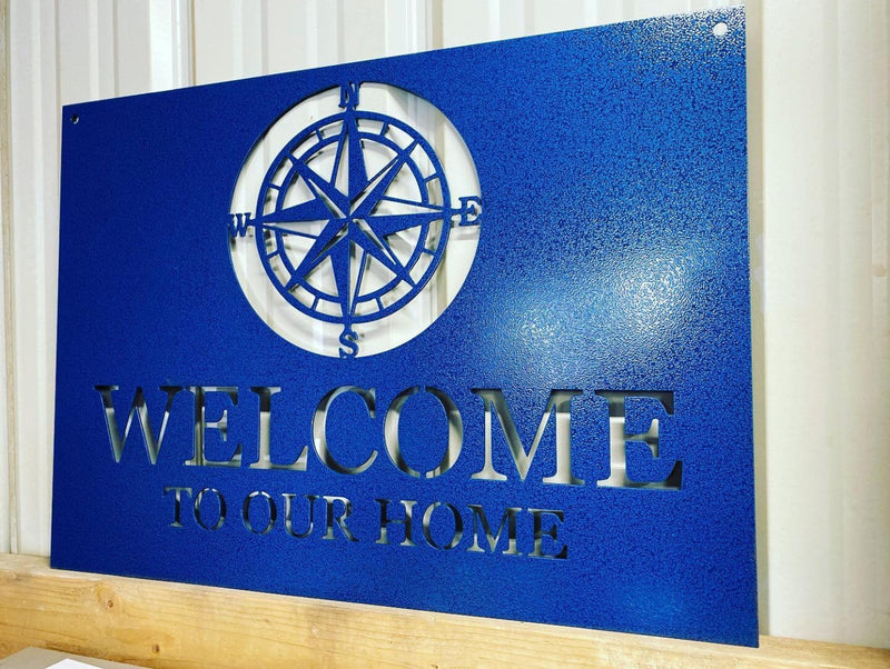 Personalized Welcome Metal Compass Sign - American Aftermarkets Metalworks
