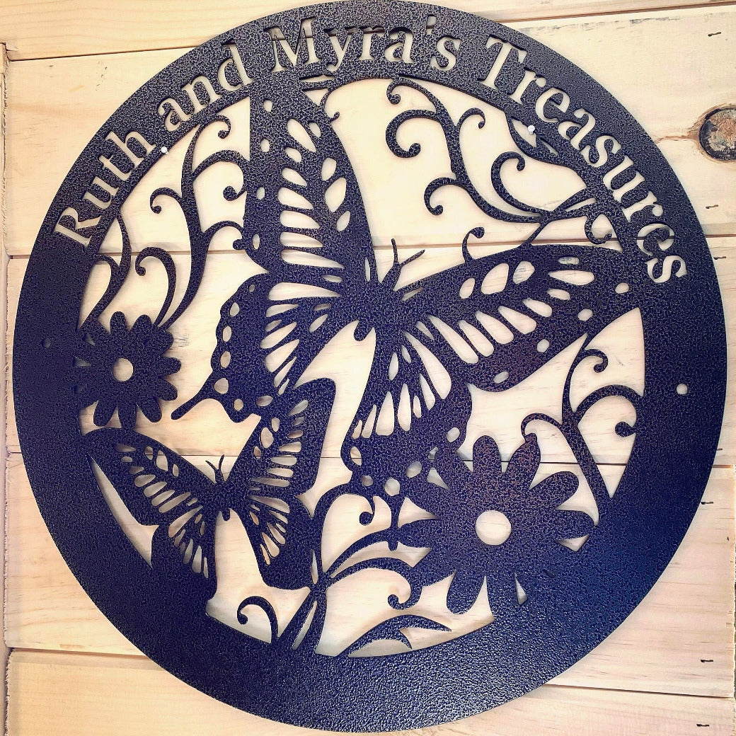 Butterfly and Flowers Customized Sign - American Aftermarkets Metalworks