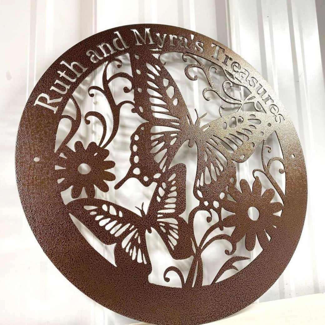 Butterfly and Flowers Customized Sign - American Aftermarkets Metalworks