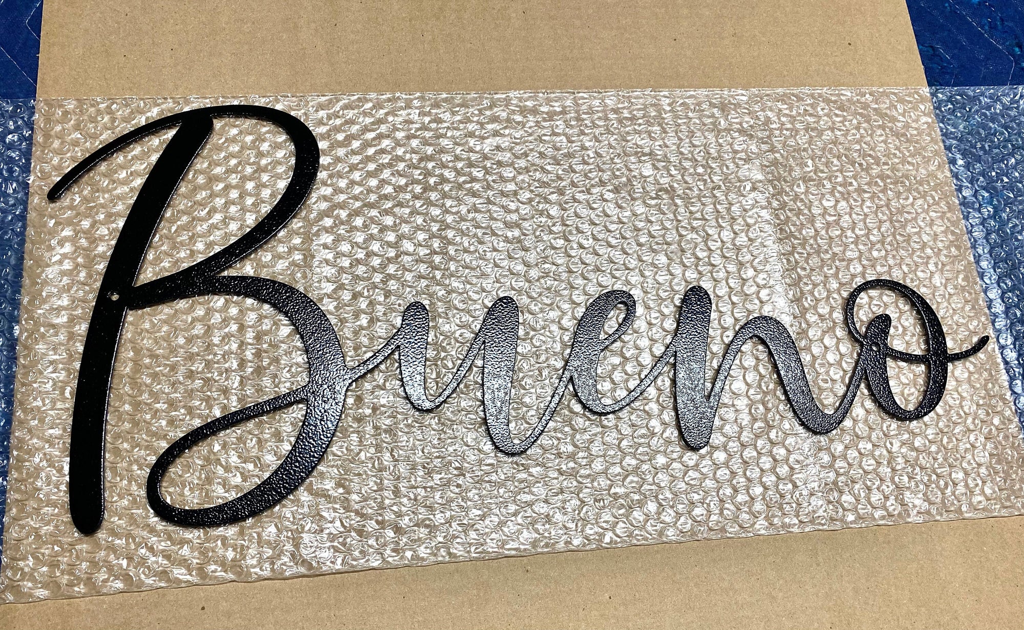 Cursive Custom Metal Name - American Aftermarkets Metalworks