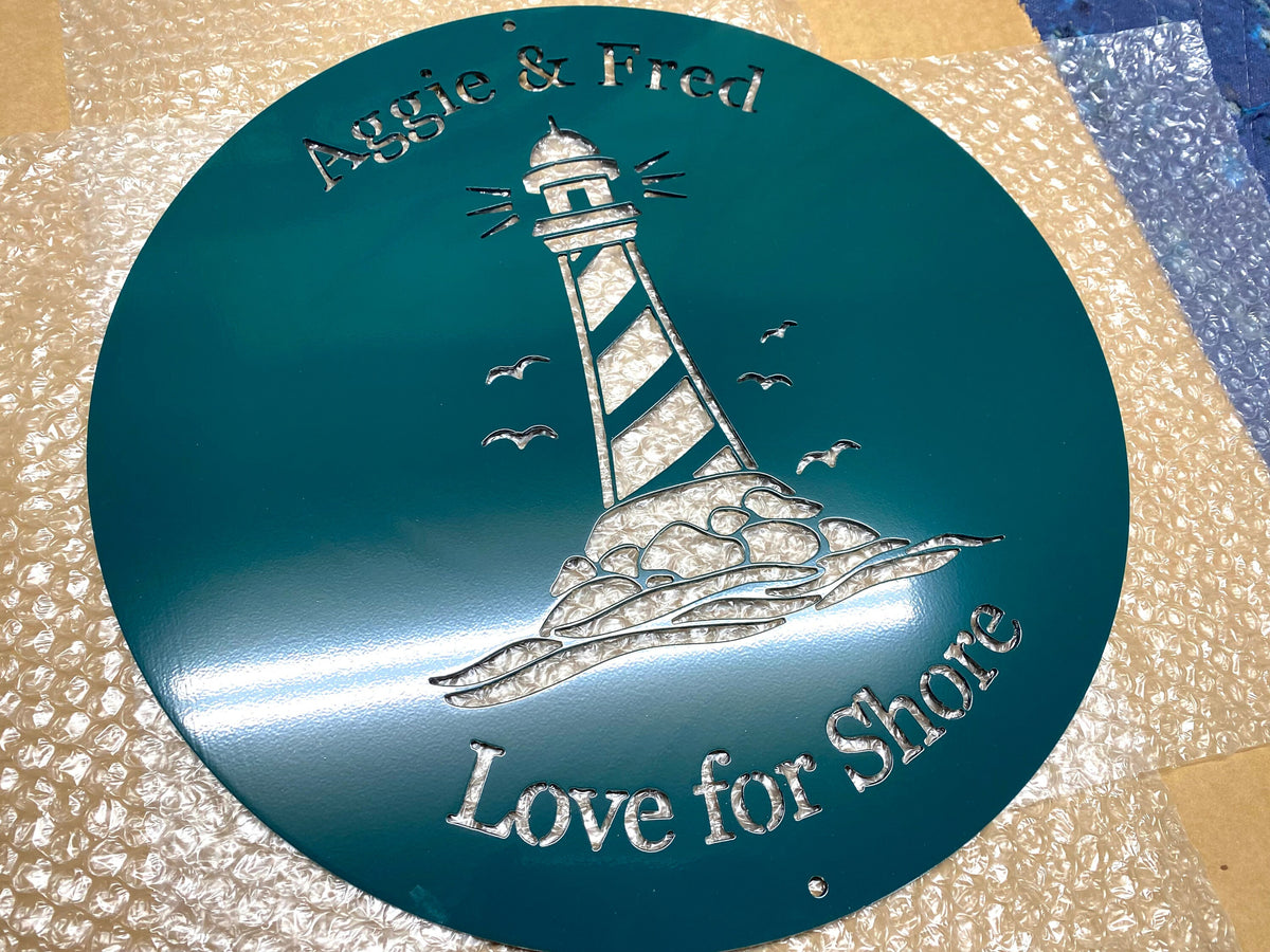 Personalized Lighthouse Sign - Metal Lighthouse Sign - Lighthouse Coastal Decor - Lighthouse Welcome Sign - Last Name Lighthouse Sign