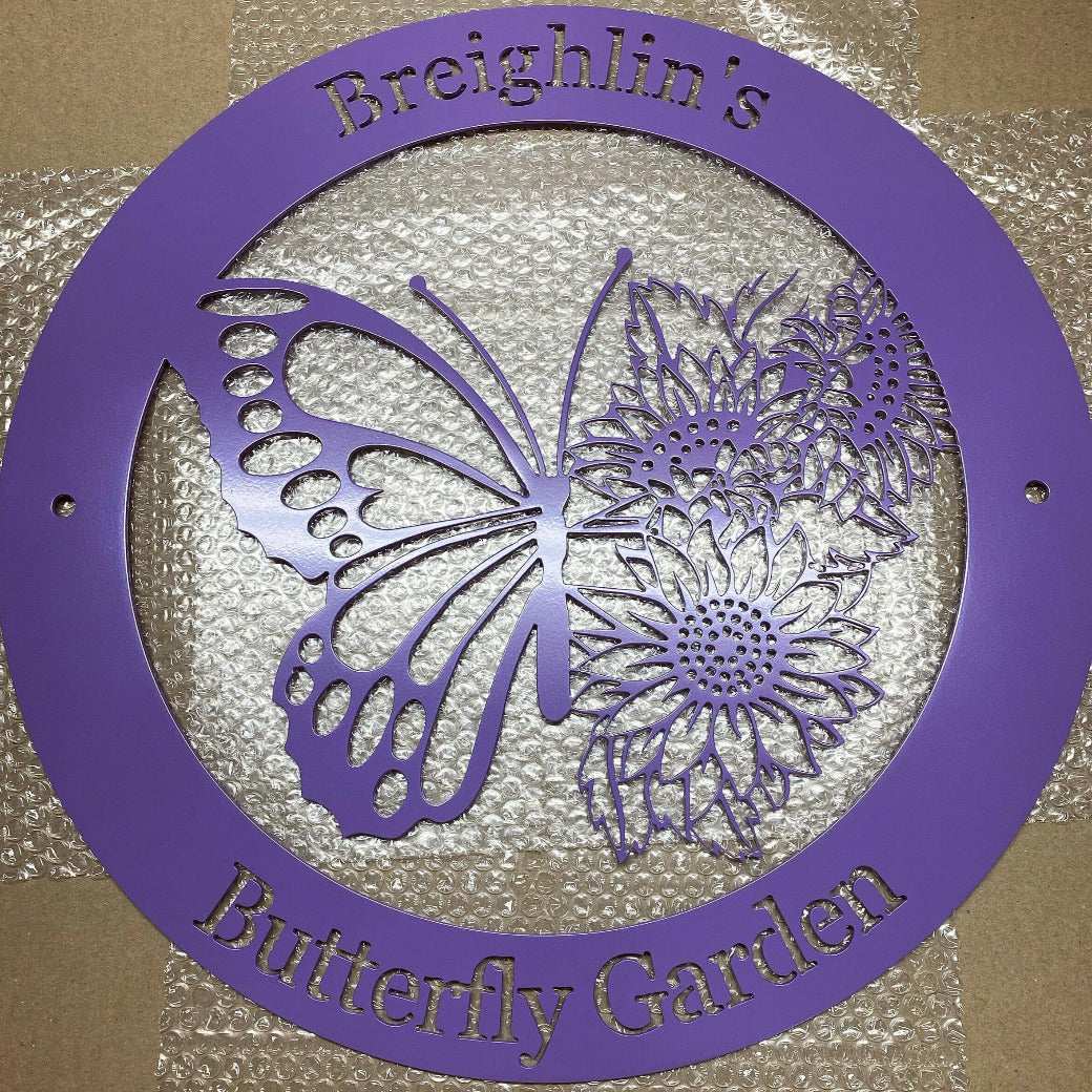 Personalized Butterfly Sign -Metal Butterfly Sign - Butterfly Wall Sign - Custom ButterflyName Sign - Butterfly Sunflower Sign - Custom Sign
