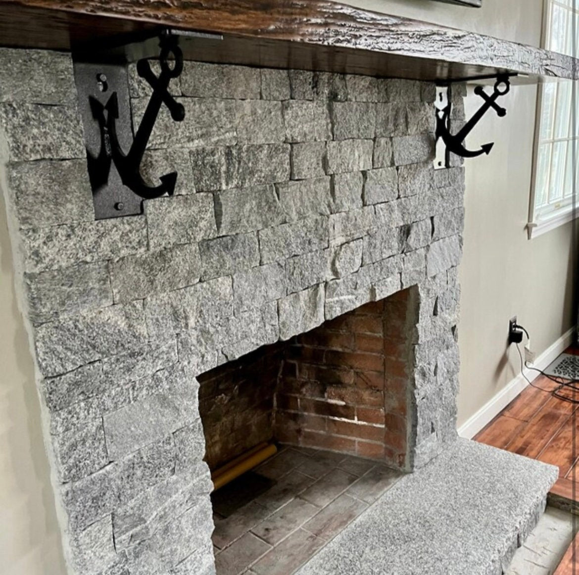 Custom Made Farmhouse Style Mantle Brackets - Steel Mantle Brackets - Anchor Shelf Brackets - HeavyDuty Steel Brackets - Mantle Support