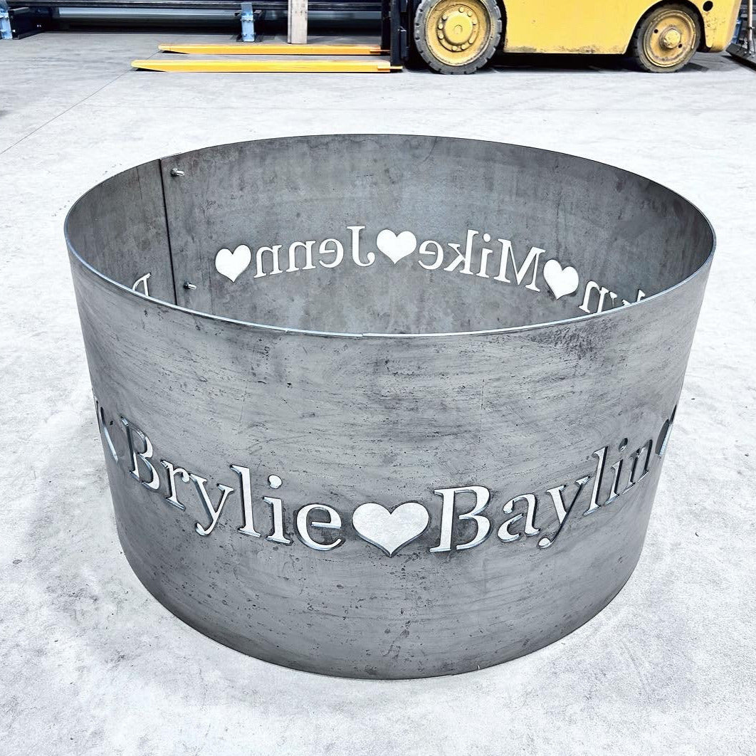 Family Name Fire Ring - Metal Fire Ring - Family Names Fire Pit - 11th Anniversary Gift - Personalized Christmas Gift - Backyard Fire Ring