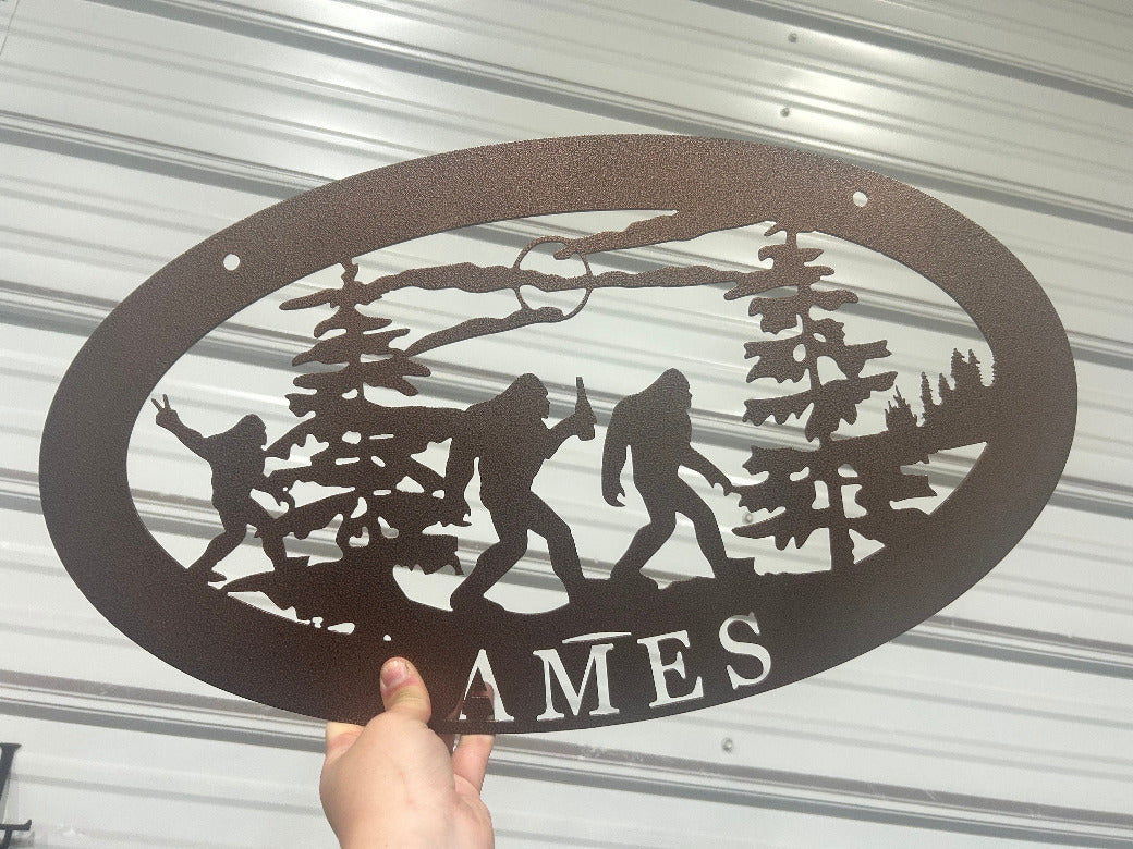Metal Bigfoot Sign - Personalized Bigfoot Sign - Bigfoot Camping Sign - Bigfoot Decor - Sasquatch Sign - Bigfoot Gift - Drinking Bigfoot