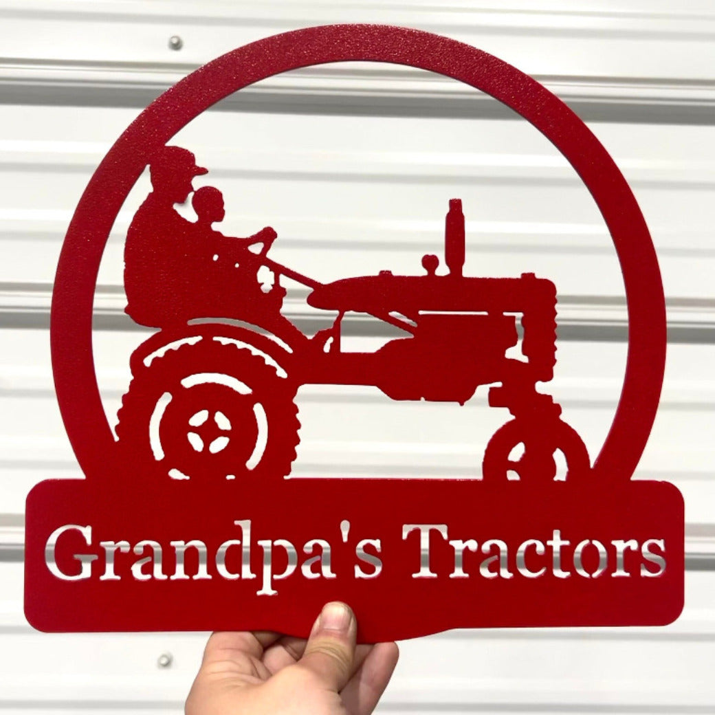 Metal Tractor Sign - Personalized Tractor Sign - Tractor Monogram - Grandpas Tractors - Father & Child Tractor - Grandpa Gift - Tractor Gift