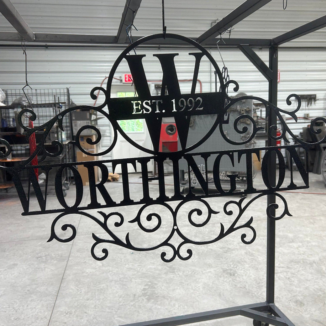 Personalized Metal Monogram - Metal Name Art - Custom Last Name Decor - Wedding Gift - 11th Anniversary Gift - Metal Name Sign - Wall Decor