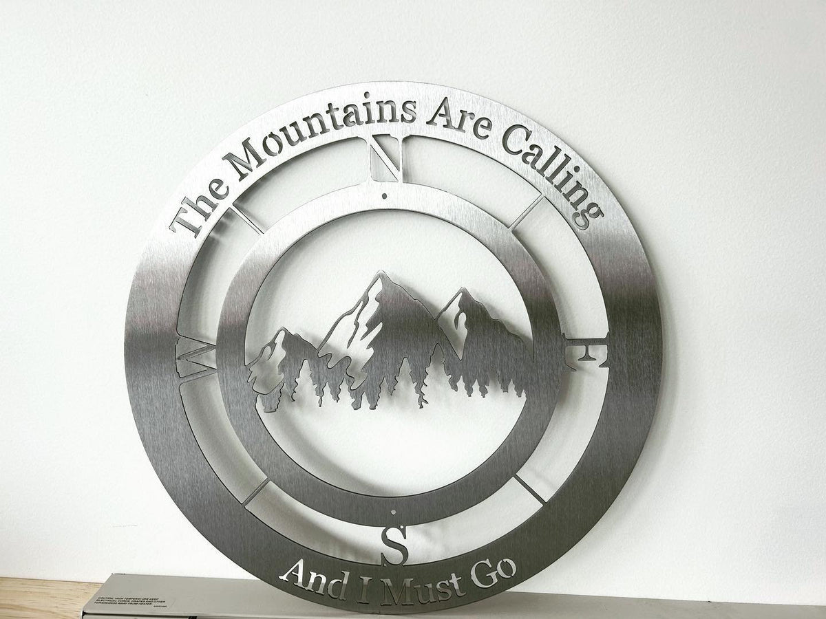 Personalized Compass Metal Sign - Custom Coordinates Sign - Mountain Decor - Mountain Compass - Metal Compass Decor - Custom Metal Compass