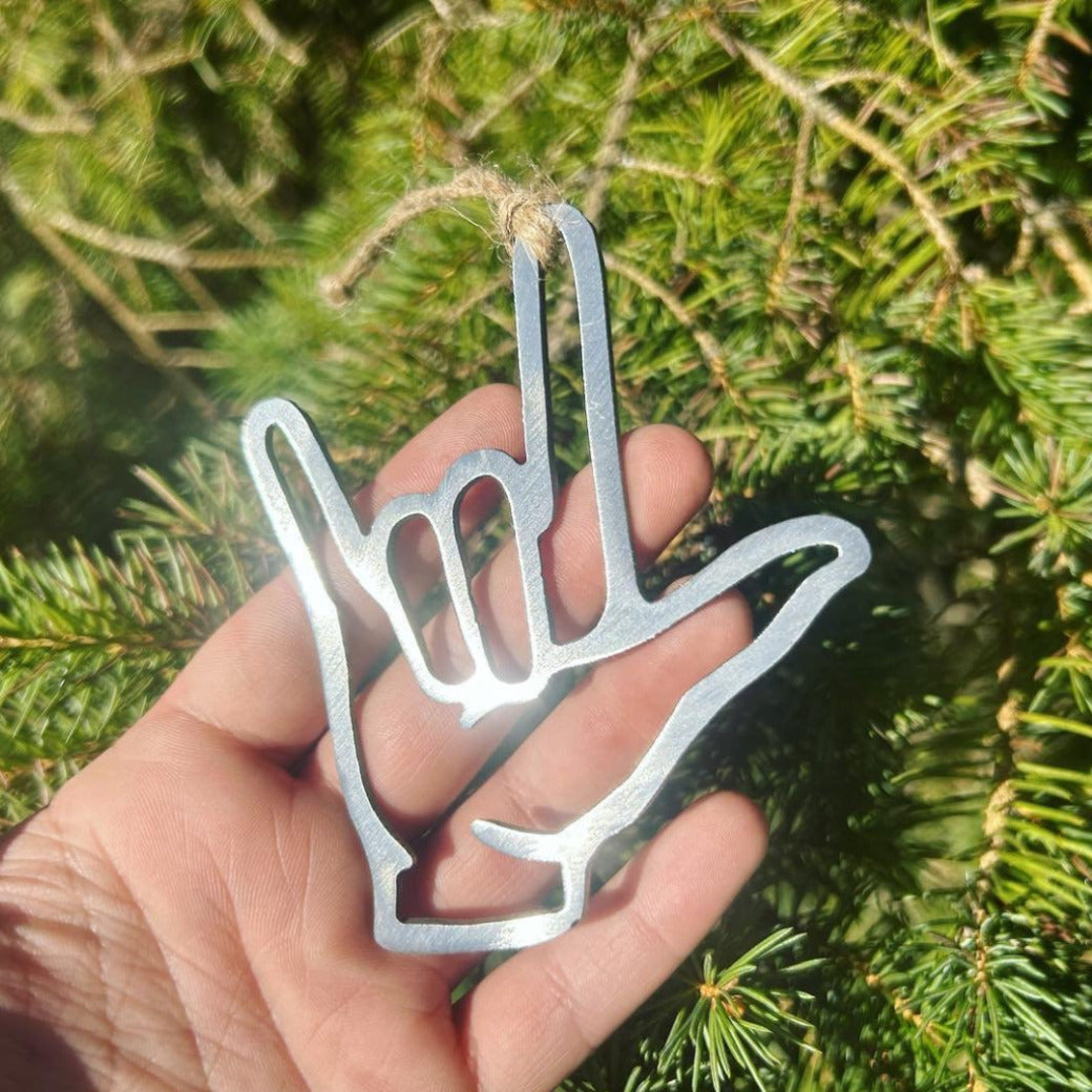 ASL I Love You Ornament - ASL Gift - I Love You Gift - Sign Language - Christmas Ornament - Metal Christmas Ornament -ASL Christmas Gift