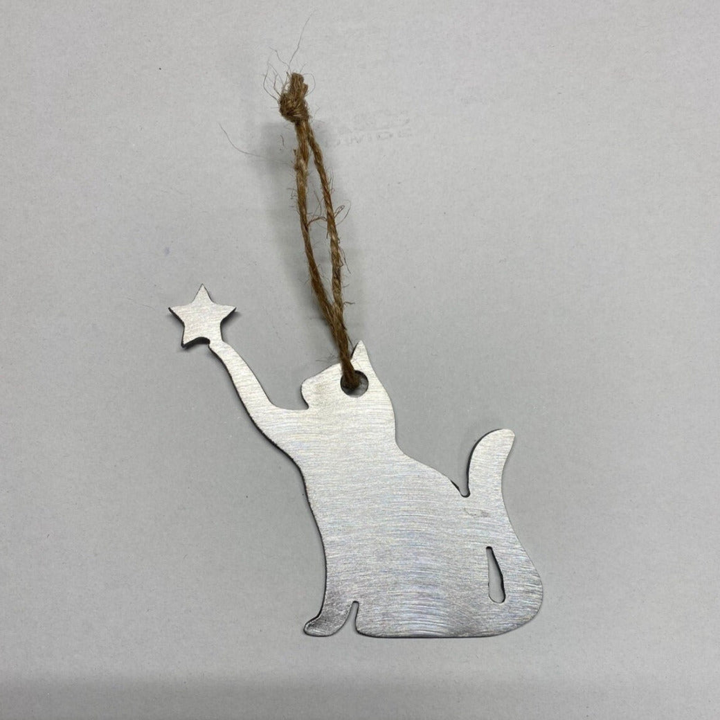 Cat Ornament - Metal Cat Ornament - Personalized Cat Ornament - Rustic Ornament - Cat Memorial - Cat Stocking Stuffer - Christmas Gift