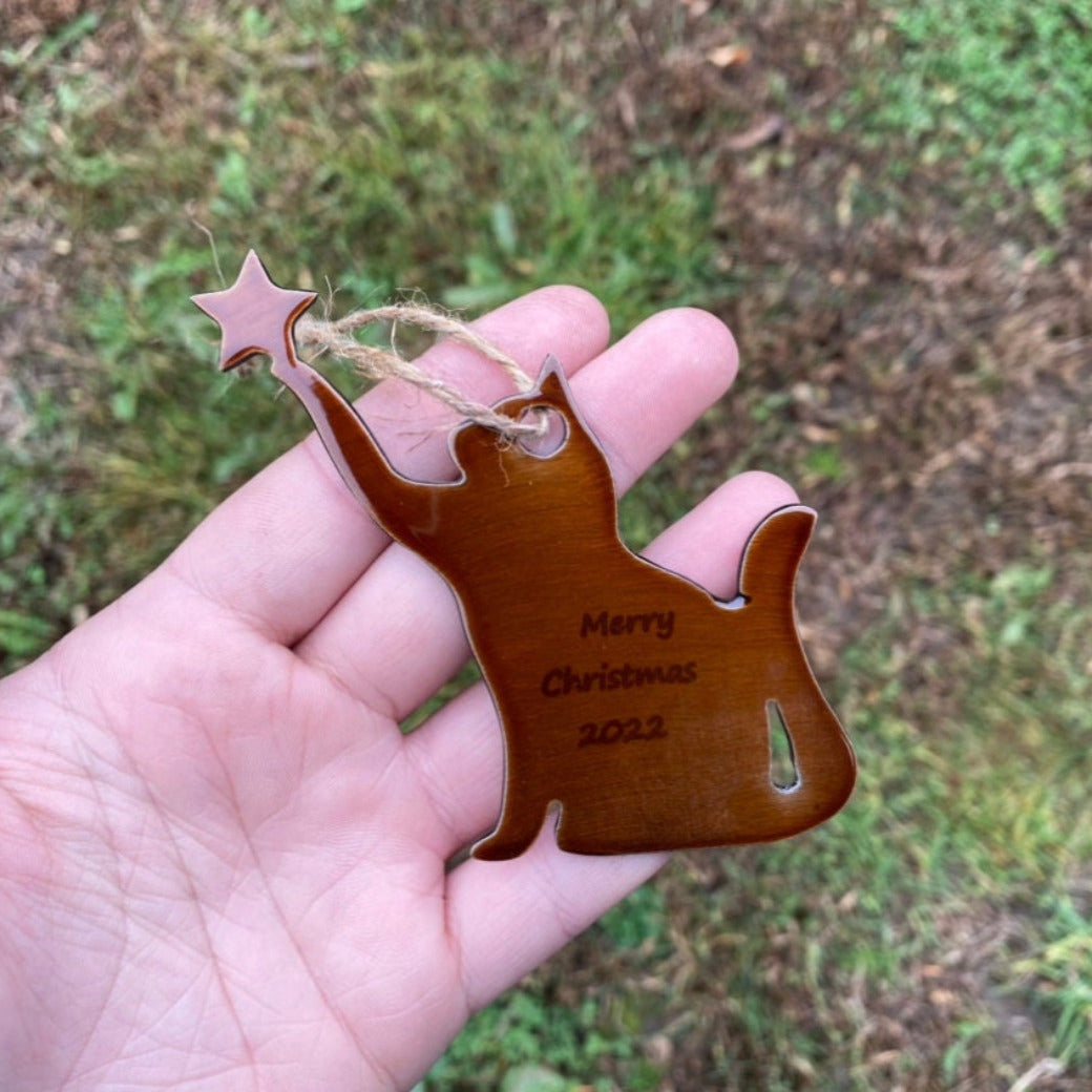 Cat Ornament - Metal Cat Ornament - Personalized Cat Ornament - Rustic Ornament - Cat Memorial - Cat Stocking Stuffer - Christmas Gift
