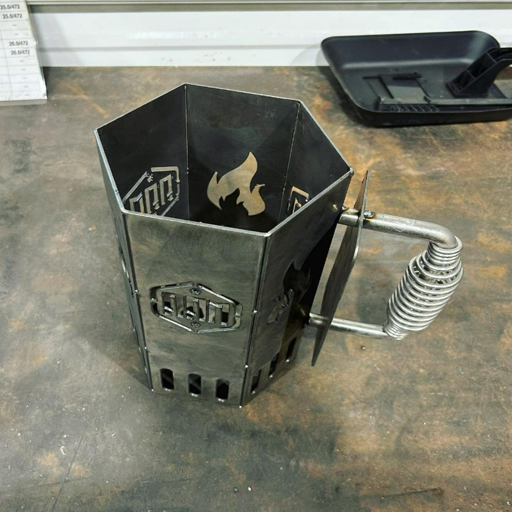 Charcoal Chimney - Your Design / Your Logo - Metal BBQ Smoker - Charcoal Fire Starter - Heavy Duty Charcoal Starter - Grill Gift