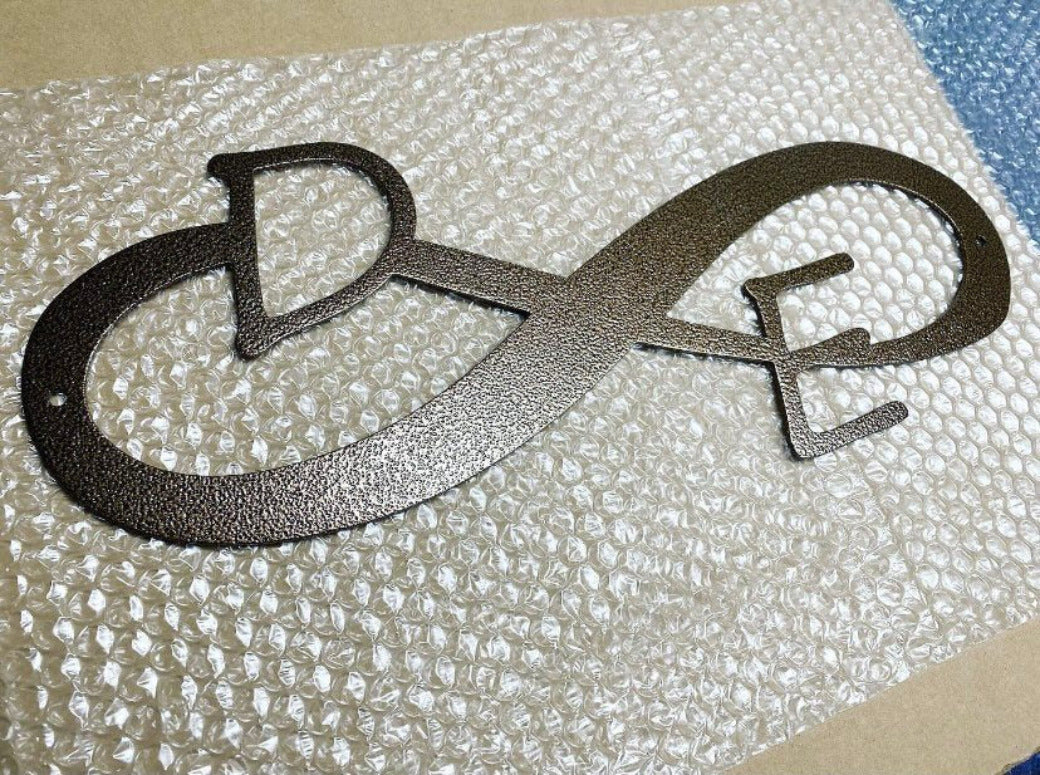 11th Anniversary Gift, Metal Infinity Sign with Initials