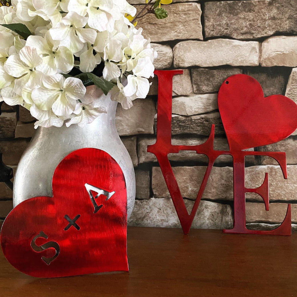 Heart Metal Sign, Initials Metal Sign, Love Metal Sign, Valentine&#39;s Day Gift, 11th Anniversary Gift, Steel Anniversary